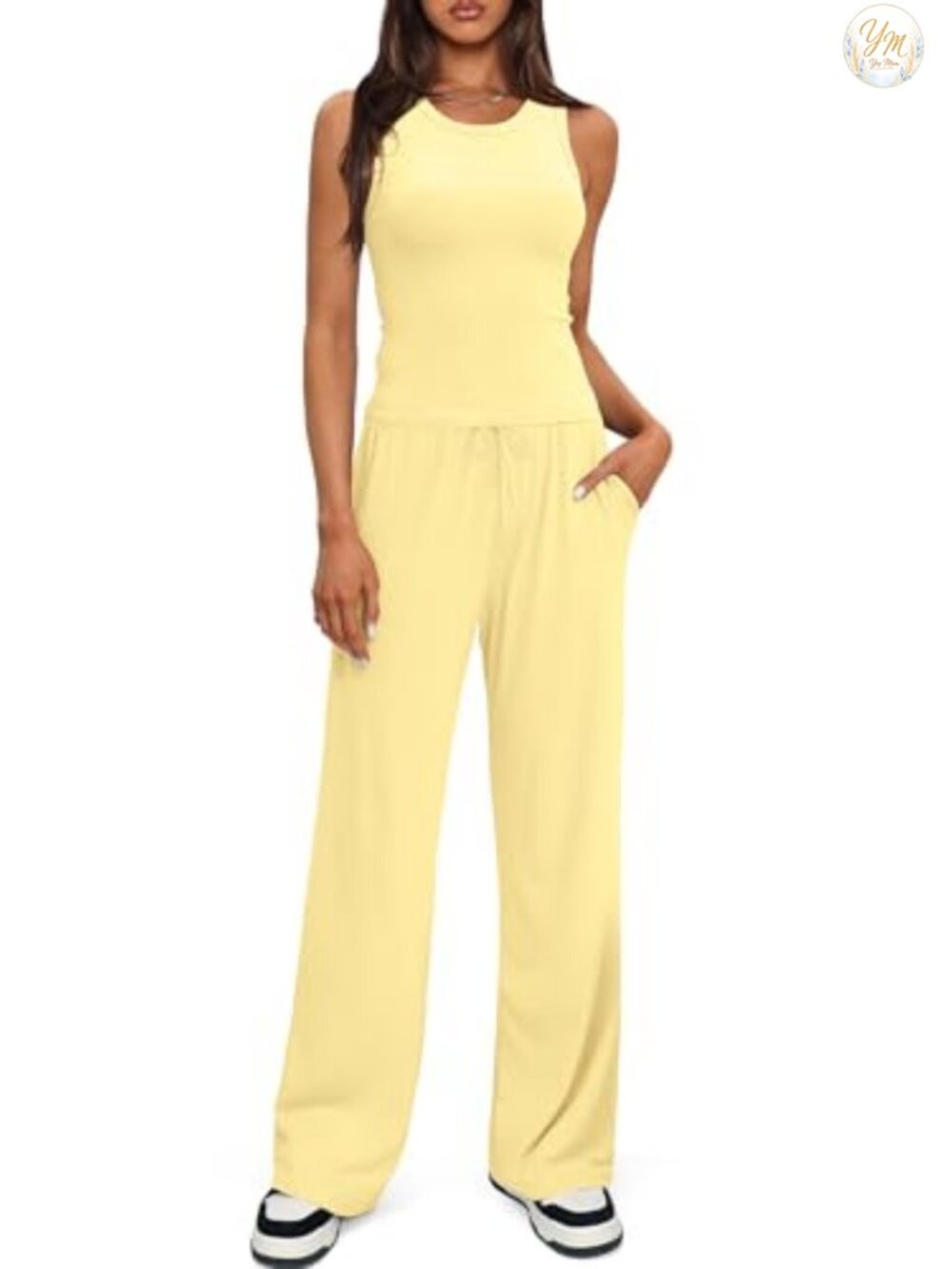 Women's 2 Piece Lounge Set Sleeveless Tank & Wide Leg Pants